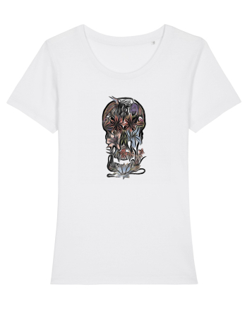 stylized skull flowers White