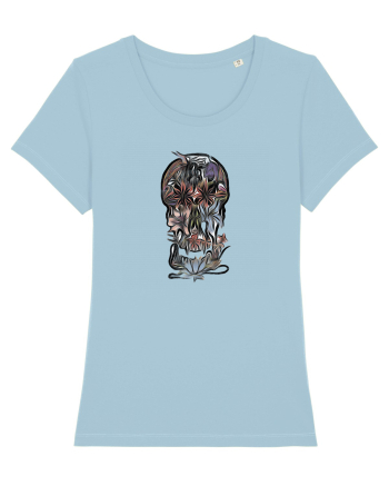 stylized skull flowers Sky Blue