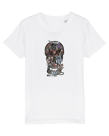 stylized skull flowers White