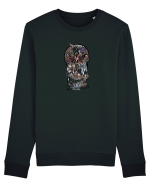 stylized skull flowers Bluză mânecă lungă Unisex Rise