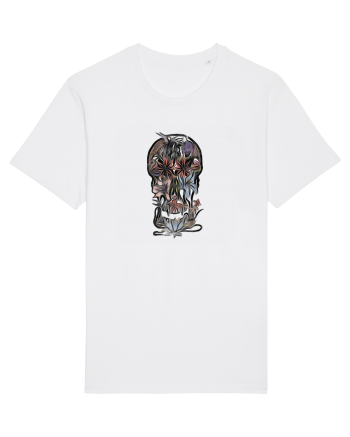 stylized skull flowers White