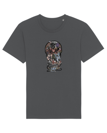 stylized skull flowers Anthracite