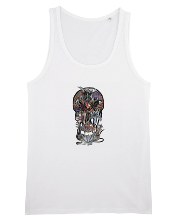 stylized skull flowers White