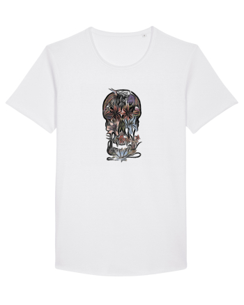 stylized skull flowers White