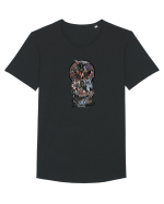 stylized skull flowers Tricou mânecă scurtă guler larg Bărbat Skater