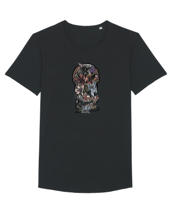 stylized skull flowers Black