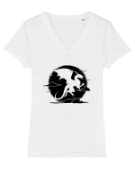 Dragon în văzduh Tricou mânecă scurtă guler V Damă Evoker
