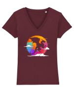 Dragon în văzduh Tricou mânecă scurtă guler V Damă Evoker