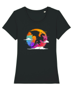 Dragon în văzduh Tricou mânecă scurtă guler larg fitted Damă Expresser