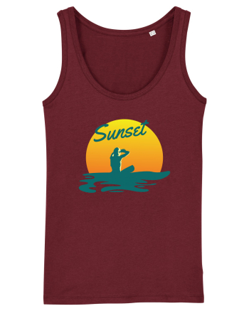 Ocean Sunset Blue Wave Burgundy