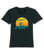 Ocean Sunset Blue Wave Tricou mânecă scurtă guler V Bărbat Presenter