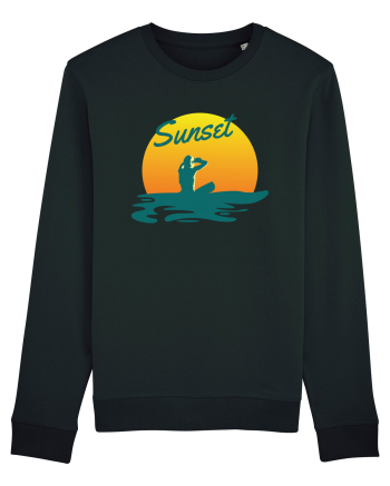 Ocean Sunset Blue Wave Black