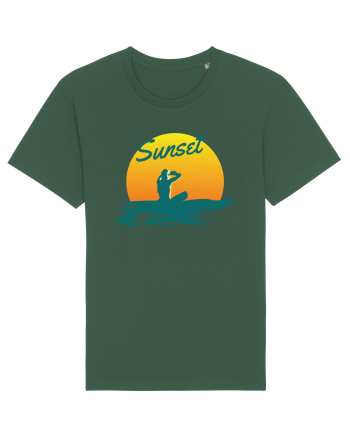 Ocean Sunset Blue Wave Bottle Green