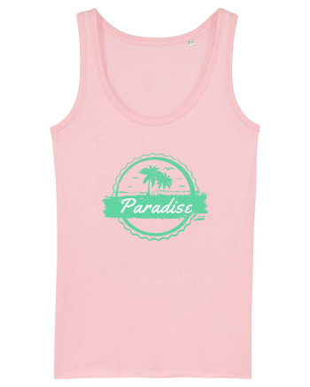 Paradise Green Palm Trees Cotton Pink