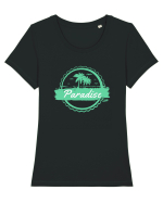Paradise Green Palm Trees Tricou mânecă scurtă guler larg fitted Damă Expresser