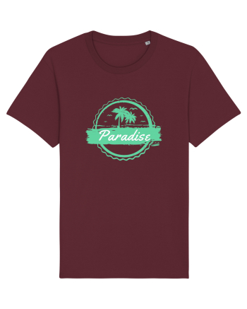 Paradise Green Palm Trees Burgundy
