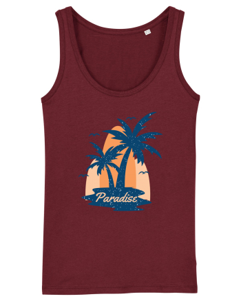 Retro Palm Tree Paradise Beach Burgundy