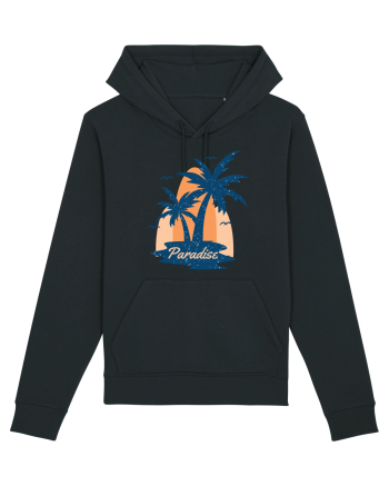 Retro Palm Tree Paradise Beach Black