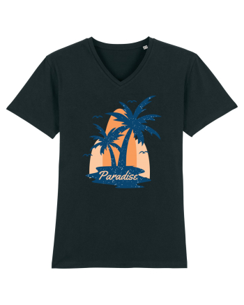 Retro Palm Tree Paradise Beach Black