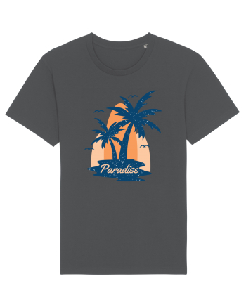 Retro Palm Tree Paradise Beach Anthracite