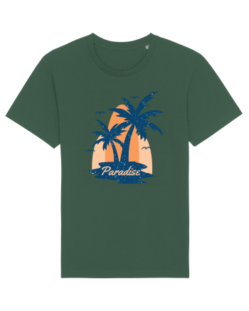 Retro Palm Tree Paradise Beach Bottle Green