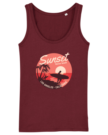 Retro Sunset Venice Beach Burgundy