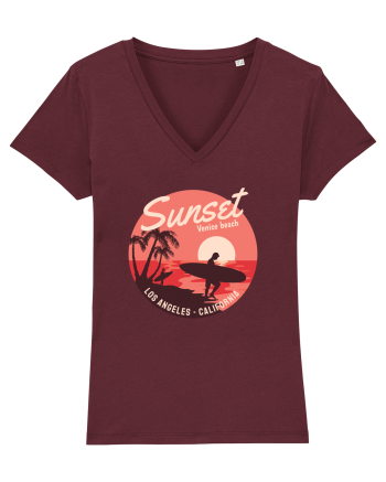 Retro Sunset Venice Beach Burgundy
