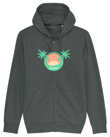 Sunset Palm Tree Beach Anthracite