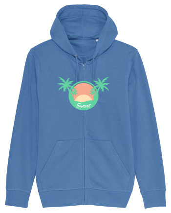 Sunset Palm Tree Beach Bright Blue