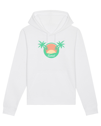 Sunset Palm Tree Beach White