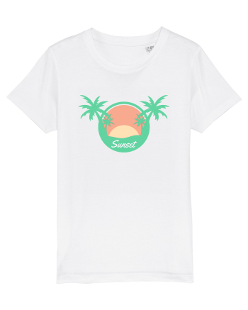 Sunset Palm Tree Beach White
