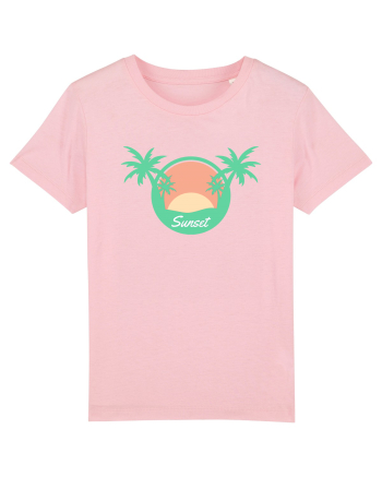 Sunset Palm Tree Beach Cotton Pink