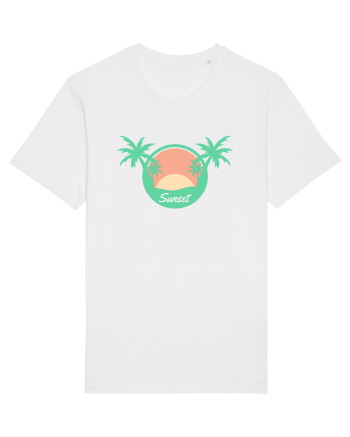 Sunset Palm Tree Beach White