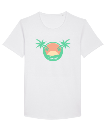 Sunset Palm Tree Beach White