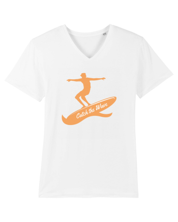 Surfer Catch The Wave White