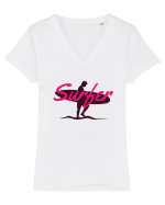 Surfer Tricou mânecă scurtă guler V Damă Evoker