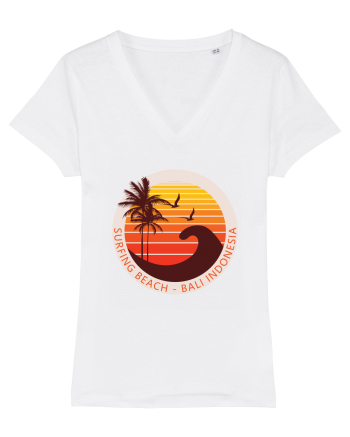 Surfing Beach Sunset Bali  White