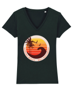 Surfing Beach Sunset Bali  Tricou mânecă scurtă guler V Damă Evoker