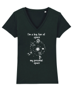 I'm a Big Fan of Space – Funny Space & Introvert T-Shirt Tricou mânecă scurtă guler V Damă Evoker