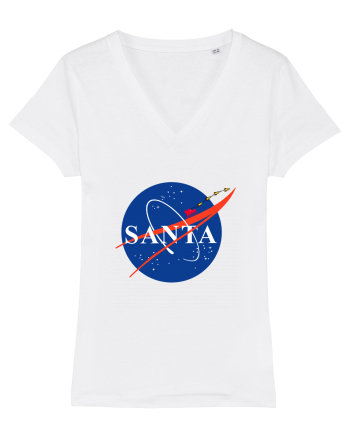 NASA Logo with SANTA claus sleigh and rockets White