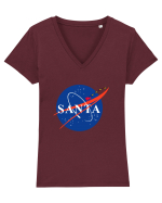 NASA Logo with SANTA claus sleigh and rockets Tricou mânecă scurtă guler V Damă Evoker