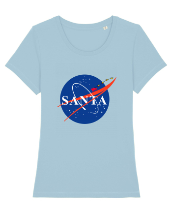 NASA Logo with SANTA claus sleigh and rockets Sky Blue