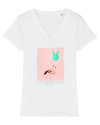 Flamingo Roz și Balonul Cactus  White