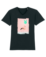 Flamingo Roz și Balonul Cactus  Tricou mânecă scurtă guler V Bărbat Presenter