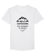 Hello Outdoors The Internet Is Down Tricou mânecă scurtă guler larg Bărbat Skater
