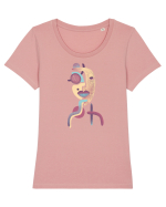 Textura personalității Tricou mânecă scurtă guler larg fitted Damă Expresser