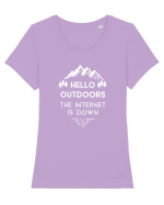 Hello Outdoors The Internet Is Down Tricou mânecă scurtă guler larg fitted Damă Expresser