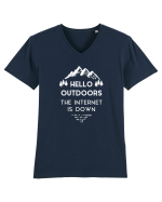 Hello Outdoors The Internet Is Down Tricou mânecă scurtă guler V Bărbat Presenter