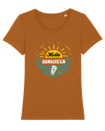 Hello Sunscreen Tricou mânecă scurtă guler larg fitted Damă Expresser
