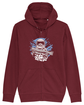 Skull Face Astronaut Fishing Burgundy